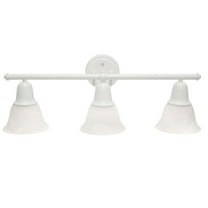 26.5" Classic 3 Light Straight Metal Bar And Frosted Marble White Bell Shape Glass Shades Decorative Wall Mounted Vanity