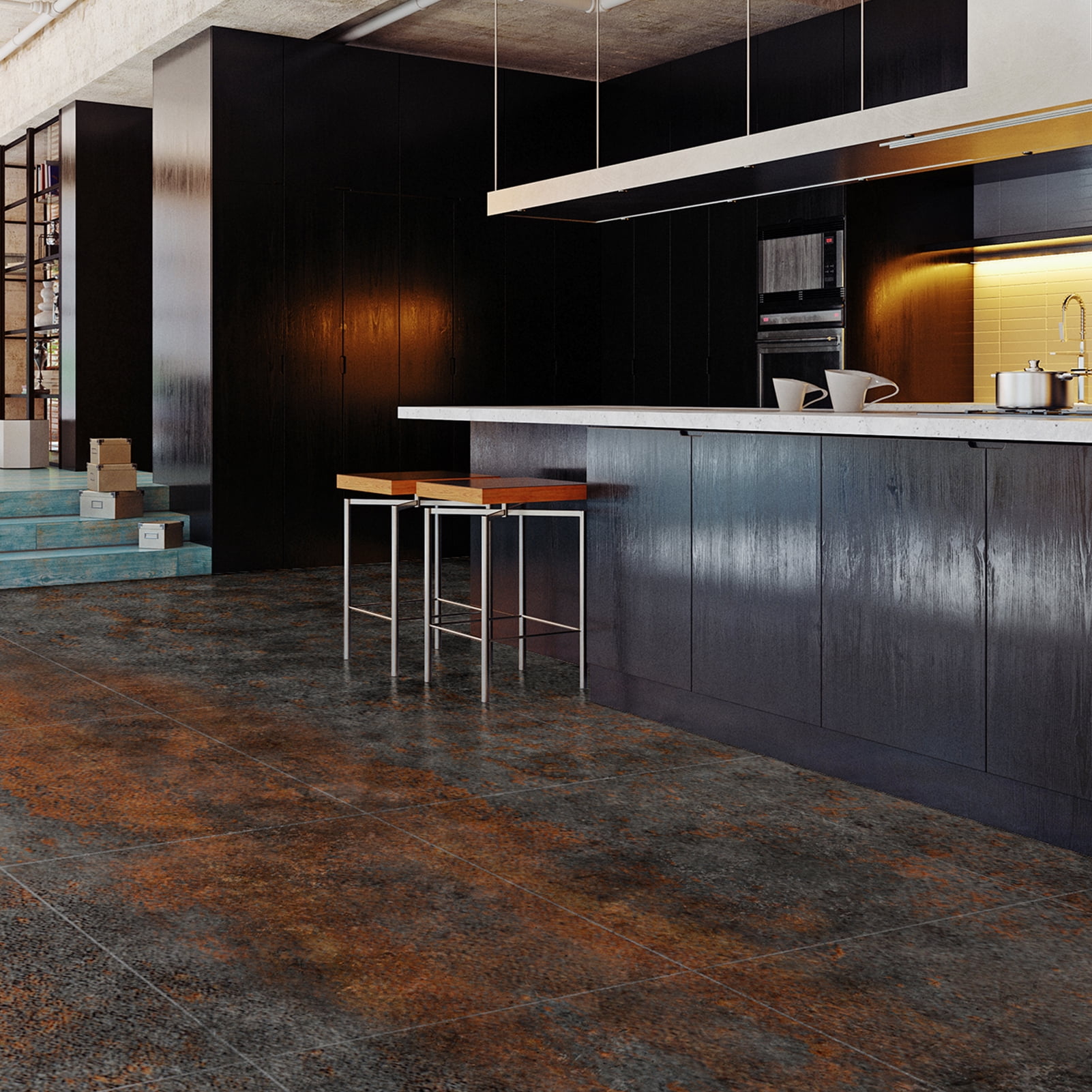Art3d Peel and Stick Vinyl Floor Tiles,12x12 Inch Self-Adhesive Waterproof Flooring for Kitchen, Bathroom, 30-Pack, Rust Granite