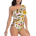 thumbnail image 3 of Sikiie Bees And Honey 1 Print Women One Piece Swimsuits Tummy Control One Shoulder Bathing Suits Ruffle Swimwear, From S to XXL-XX-Large, 3 of 6