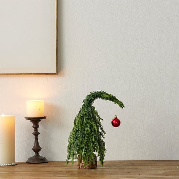 Mini árbol de Navidad artificial de 30-60 cm | Decoración navideña de escritorio de plástico verde | Adorno pequeño de pino para mesa | Decoración festiva para el hogar, ideal para oficina,