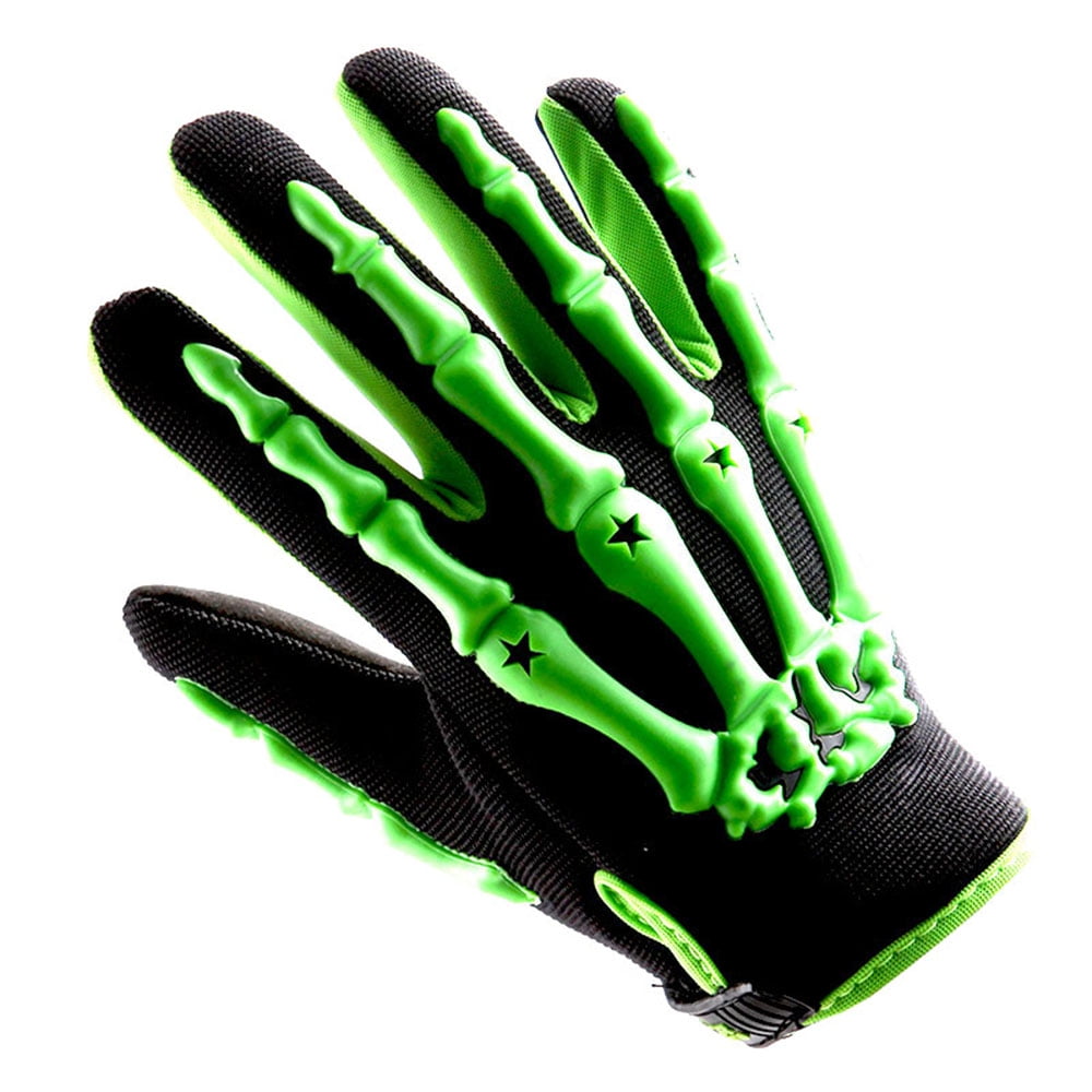 Motocross Motorcycle BMX MX ATV Dirt Bike Bicycle Skeleton Gloves Green