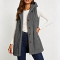 thumbnail image 2 of Diufon Fleece Vest Women Sleeveless Button Down Flannel Hooded Cardigan Fall Winter Thickened Warm Outerwear, 2 of 10