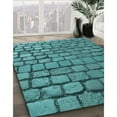 thumbnail image 3 of Ahgly Company Machine Washable Indoor Round Transitional Turquoise Green Area Rugs, 3' Round, 3 of 7