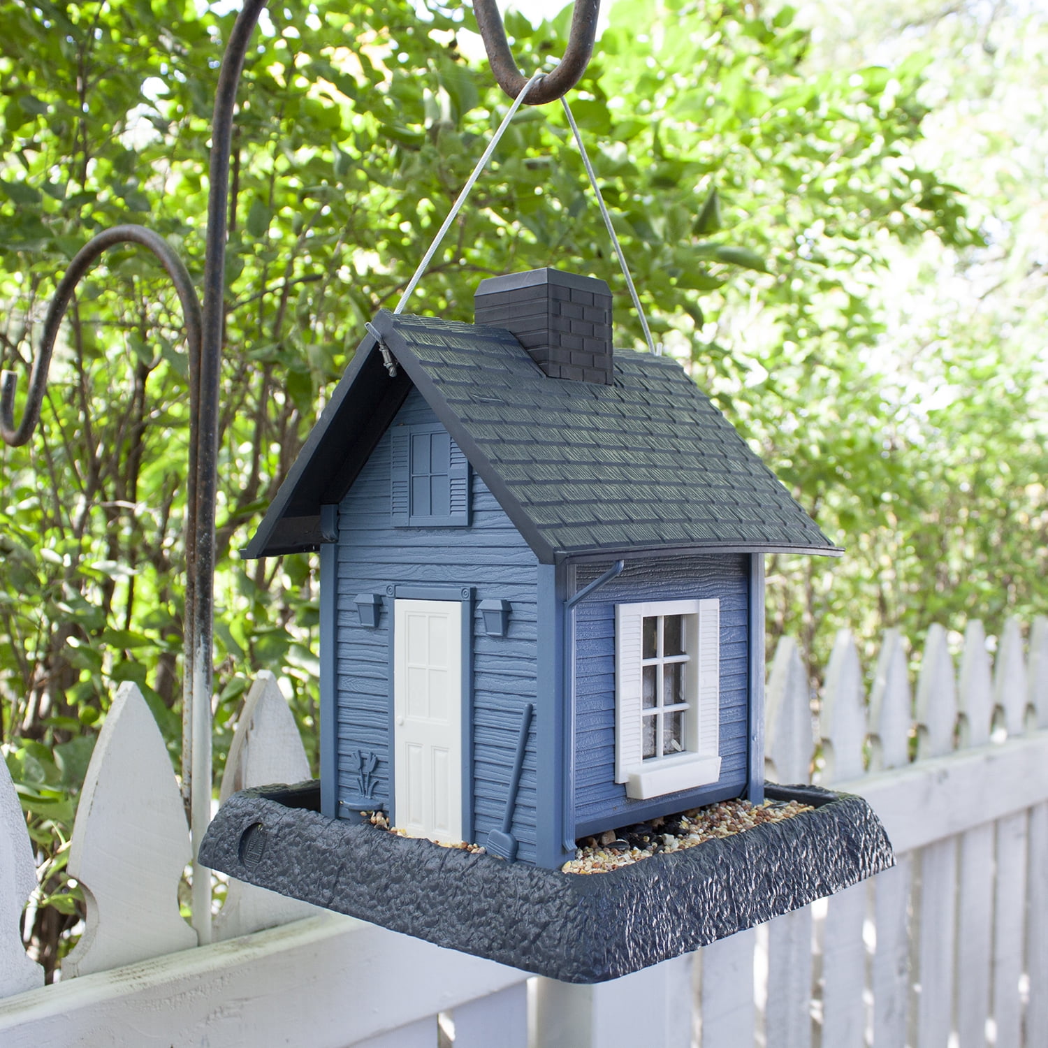 North States Village Collection Blue Cottage Bird Feeder, 5 lb. Capacity