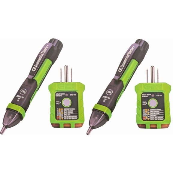 2 Commercial Electric 2 Piece Electrical Tester Kit Outlet Voltage Tester GFCI