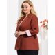 thumbnail image 2 of Women's Plus Size Contrast Stripe Cuff Notched Lapel Blazer Red 2X, 2 of 6