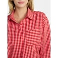 thumbnail image 4 of No Boundaries Sleepwear Woven Cotton Button-Down Shirt, Women's XS-XXL, 4 of 5