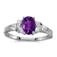 thumbnail image 1 of 10k White Gold Oval Amethyst And Diamond Ring, 1 of 2