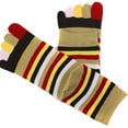 thumbnail image 2 of Rainbow Striped Pattern Toe Socks (Adult Medium - Women's Shoe Sizes 5-10) - Brown Accent, 2 of 3