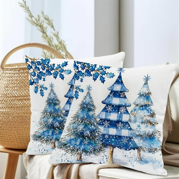 Meggemo 18x18 Inch Christmas Pillow Cover Decorative Cushion Case Reusable Cute Xmas Pattern Home Decor for Sofa Living Room Bedroom Holiday Season Indoor Decor