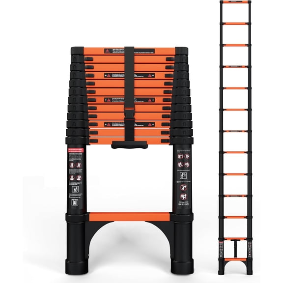 FT Telescoping Ladder  Aluminum Extension Ladder   Load Capacity  Multi-Purpose  Ladder for Home and Work; Orange