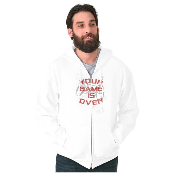 Your Game Is Over Saying Cute Gamer Men's Big & Tall Graphic Zip Up Hoodie Brisco Brands 2X