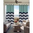 thumbnail image 6 of Black Chevron Blackout Curtains for Bedroom Living Room Darkening Curtains 90 Inch Geometric Turquoise Wavy Striped White Black Out Window Curtain Privacy Window Treatment Grommet Drapes 52"x90"x2, 6 of 9