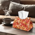 thumbnail image 4 of COEQINE Tissue Box Organizer Rectangular Tissue Container Napkin Tissue Box Cover PU Leather Tissue Case Holder for Bedroom Dresser, Nightstand, Dining Table, Pumpkin Red Maple Leaf, 4 of 7