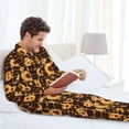 thumbnail image 6 of Picia Brown Plaid Sunflower Pattern Men’s Long-Sleeve Sleepwear Set - Soft 2-Piece Loungewear with Pockets, Comfy PJs for Relaxing Nights-XX-Large, 6 of 7