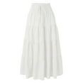 thumbnail image 4 of HGIEYS Womens White Maxi Skirt Summer Boho Long Pleated A-Line Flowy Elastic High Waist Beach Tiered Skirt, 4 of 7