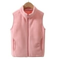 thumbnail image 1 of Boy Girls' Fleece Vest Outwear Lightweight Solid Color Cute Jacket With Children Pockets Girls Coat&Jacket Pink 150, 1 of 6