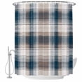 thumbnail image 2 of Blue Brown Plaid Waterproof Fabric Shower Curtain,Modern Abstract Striped Gingham Checked Waterproof Fabric Shower Curtain for Bathroom Curtains Bathtubs Shower Curtains with 12 Hooks Standard 66x72, 2 of 8