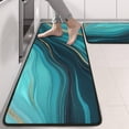 thumbnail image 2 of Kitchen Rugs Sets Of 2,Teal Marble Gold Wave Pattern Anti Fatigue Kitchen Mat Rugs Non Slip Washable,Decorative Kitchen Floor Mats for Kitchen,Sink,Laundry,17"x47"+17"x47", 2 of 5