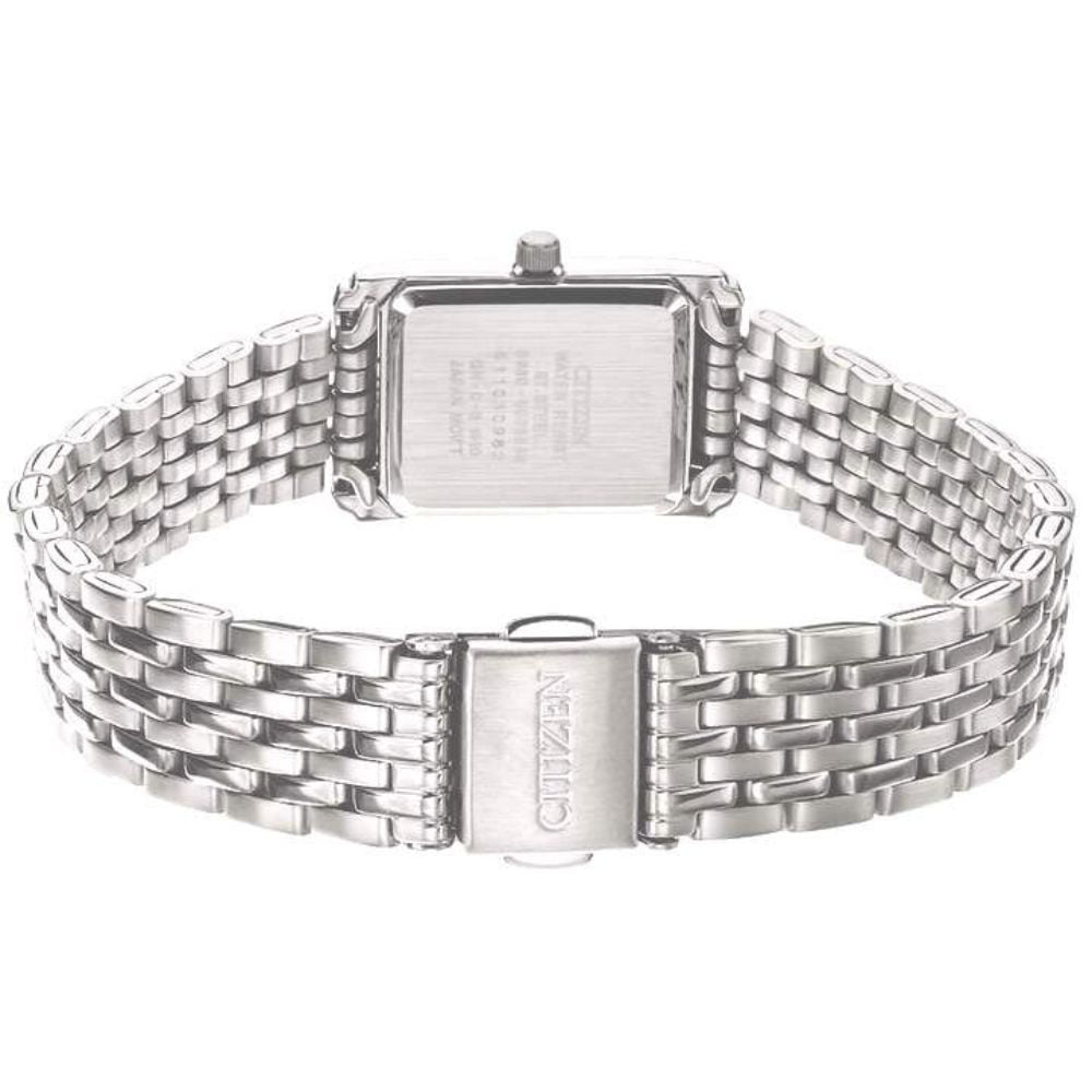 50 CITIZEN Quartz Black Dial Ladies Watch, Silver-Tone Stainless