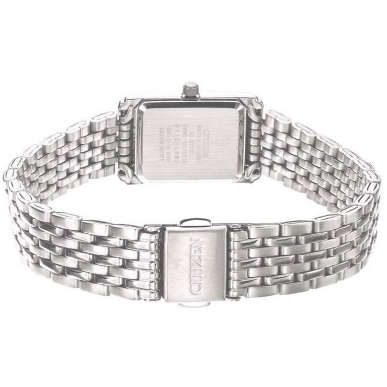 CITIZEN Quartz Black Dial Ladies Watch, Silver-Tone Stainless