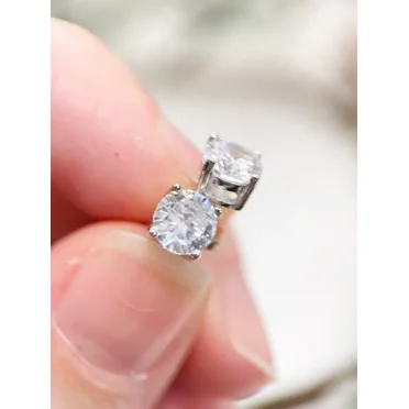 2 Carat Moissanite Four-Prong Platinum-Plated Earrings