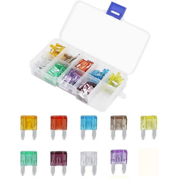 AHL 90pcs Mini Blade Fuse Assortment Auto Car Motorcycle SUV Fuses Kit 5A 7.5A 10A 15A 20A 25A 30A 35A 40A