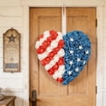 thumbnail image 6 of FastXmas July 4th Patriotic Americana Wreath Boxwood Handcrafted Memorial Day Wreath Festival Garland Decoration Front Door Wall Home 250th Anniversary Decor, Heart Shape, 8.6*18.6 Inch, 6 of 9