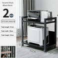 thumbnail image 6 of Kojooin Large Printer Stand, 2-Tier Computer Tower Stand with 360° Rotating Wheels, Metal CPU Holder Cart Under Desk, Mobile Printer Table for Home/Office Storage and Organization, 6 of 9