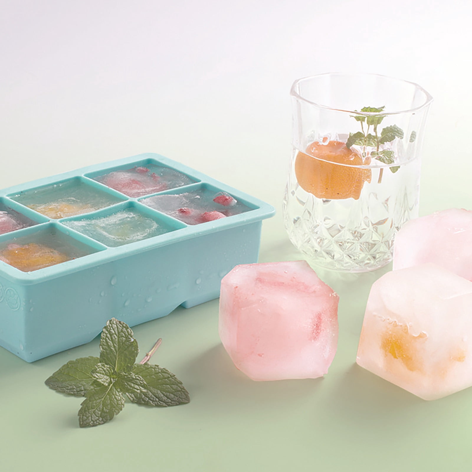 Seyotauo Ice Tray, Flexible BPA-Free Silicone Mold, Reusable Ice Block Maker with Easy Release, Odorless Container for Freezer, Fridge, Kitchen, Cocktail and Party Use