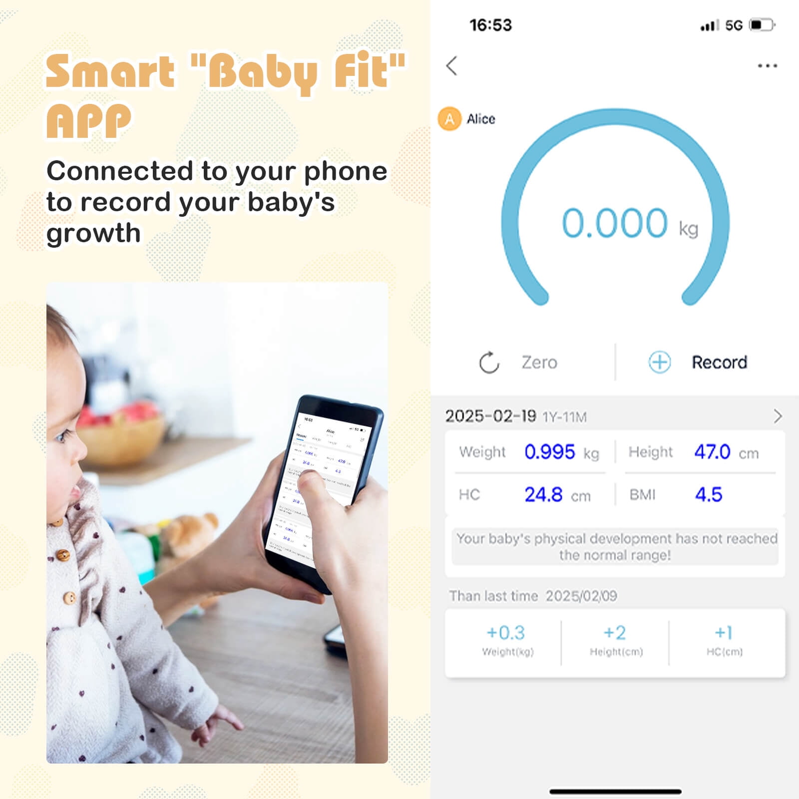 Costway Smart Baby Scale with Detachable Tray for Body Weight & Height Measurement