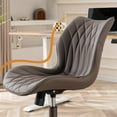 thumbnail image 5 of YOUNUOKE Armless Desk Chair  Office Chair with Wheels Home Ergonomic Task Chair Adjustable Computer Chairs Modern Faux Leather Swivel Chair Upholstered Makeup Vanity Chair with Back(Brown), 5 of 9