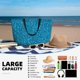 thumbnail image 5 of Fotbe Blue Glitter Bolsa de Viaje para Playa - Resistente al Agua, Bolsa Tote de Gran Capacidad y Ligera con 7 Bolsillos para Mujeres y Hombres, 5 of 7