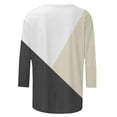 thumbnail image 3 of Hauts à Manches 3/4 pour Femmes Hauts pour Femmes Manches 3/4 Été Couleurs Contrastantes Ajusté Hauts Mignons Col Ras du Cou T-Shirts à Demi-Manches Chemises Printemps Hauts d'Été Mignons pour Femmes Hauts Mignons pour Femmes Été, 3 of 5