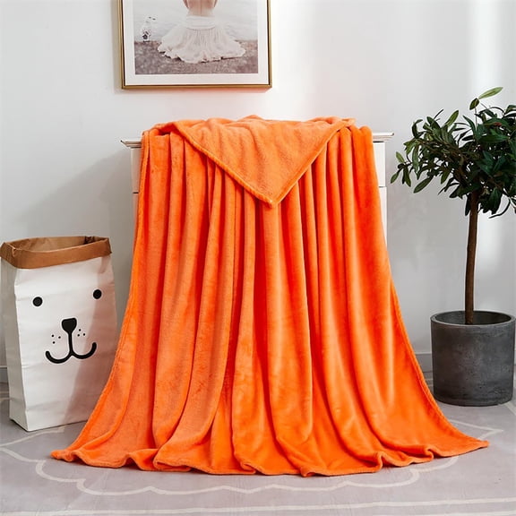 Clearance!Fleece Throw Blanket for Couch Orange, Lightweight Plush Fuzzy Cozy Soft Blankets and Throws for Sofa, Super Soft Fuzzy Cozy Flannel Blanket for Couch sofa, 40x55 inches