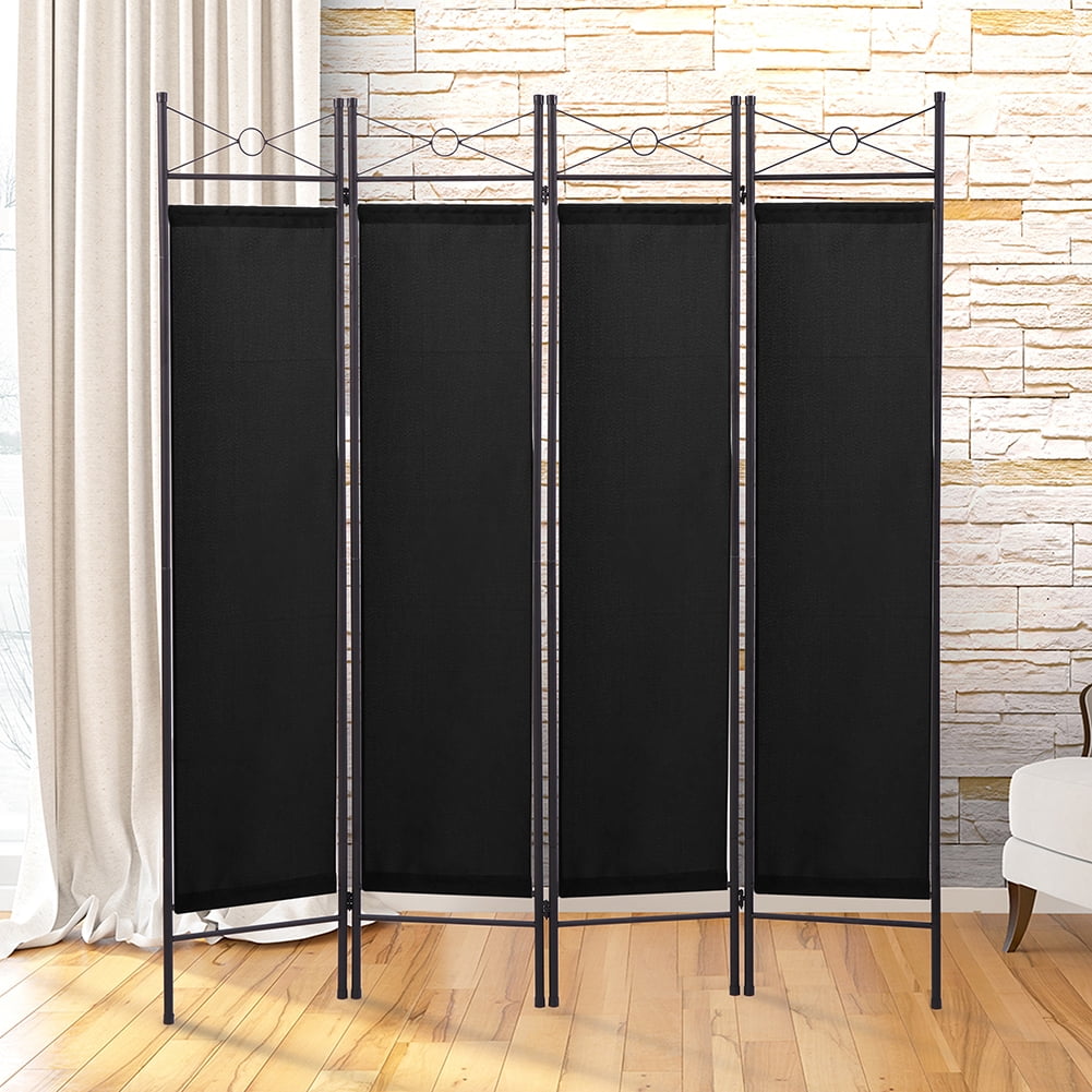 Kadyn 4 Panel Partition Room Separators Black, Folding Indoor Divider for Home, Office Room Divider for Living Room, Black