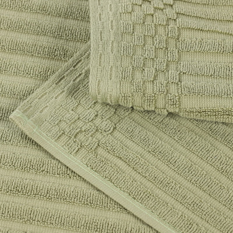 Superior Soho Ribbed Cotton 3-Piece Assorted Towel Set, Sage