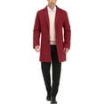 thumbnail image 2 of INSPIRE CHIC Men's Trench Coat Slim Fit Single Breasted Warm Long Overcoat L Burgundy, 2 of 7