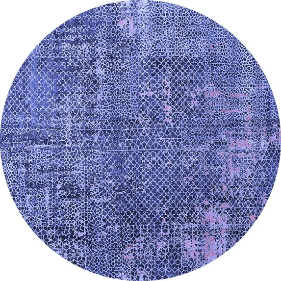 Ahgly Company Machine Washable Indoor Round Oriental Blue Industrial Area Rugs, 5' Round