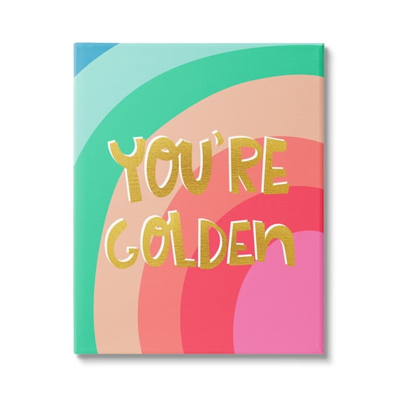 Stupell Industries You're Golden Patterned Inspirational Painting Gallery Wrapped Canvas Print Wall Art, 16 x 20