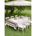 thumbnail image 4 of Outdoor Tablecloth with Umbrella Hole for Patio/Picnic/Party/Camping, Brown Striped Waterproof Table Cloth Rectangle Table Cover Washable, Farmhouse Simple Line Vertical Stripes (60"x 84"), 4 of 9