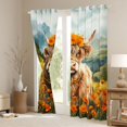 thumbnail image 3 of Manfei 3D Kawaii Cow Blackout Curtains Set of 2 (52x84 Each), Rustic Highland Bull Window Curtains, Orange Groovy Daisy Floral Curtains and Drapes, Black Out Curtains Decor, 3 of 6