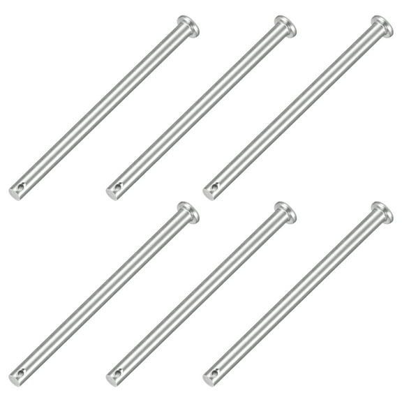 6Pcs 1/4" x 4" Single Hole Clevis Pins, 304 Stainless Steel Flat Head Pins