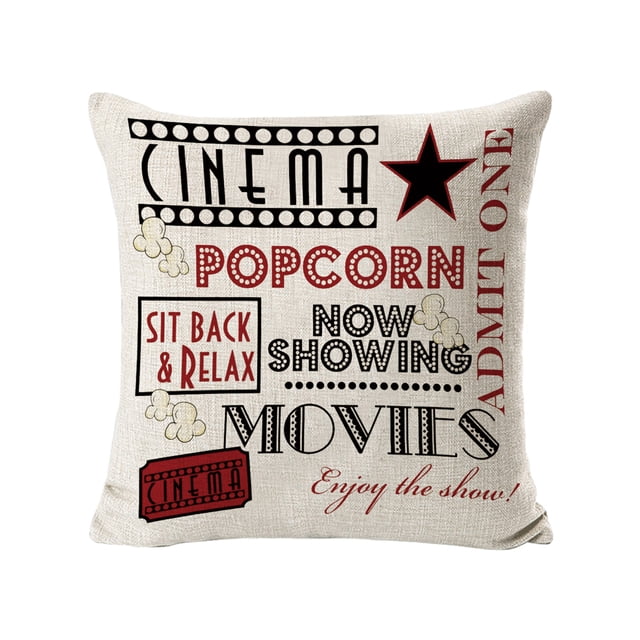 Billuyoard Funda de cojín con letras para decoración del hogar, funda de cojín con estampado de cine de lino de primera calidad Decoración del hogar TYPE1