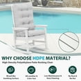 thumbnail image 4 of KINGYES HDPE Oversize Outdoor Rocking Chair with Thick Cushion, Porch Rocker Chair, White Chair with Grey Cushion, 4 of 7