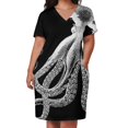 thumbnail image 3 of Pulpo vintage con tentáculos de pulpo, criaturas marinas, océano, mar, playa, vestido blanco y negro con bolsillos sueltos, vestidos de lujo, 3 of 7