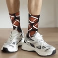 thumbnail image 6 of Xecao Brown Football On Black Pattern Sport Socks for Women and Men Crew Socks Sporty Calf Socks Casual Socks, 6 of 6