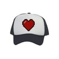 thumbnail image 1 of Men's 80's Retro Large 8 Bit Pixelated Heart Gamer Trucker Hat, White/Navy, 1 of 2