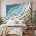 thumbnail image 3 of Teal Blue Ombre Cream Tapestry for Bedroom Wall Hanging Tapestry, Modern Geometric Brown Aesthetic Ceiling Backdrop Tapestries Poster Blanket Wall Decor for Teens Room Living Room Dorm 55" x 73", 3 of 8