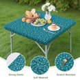 thumbnail image 4 of Teal Christmas Snowflake Pattern Square Fitted Tablecloth with Elastic Edge,Square Table Cover,Washable Elastic Table Cover for Home Kitchen Party Decor 34"x34", 4 of 6